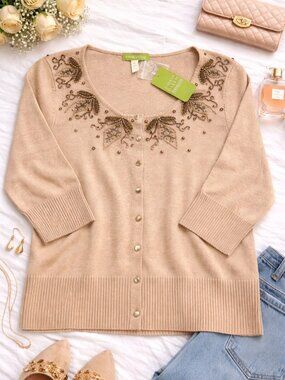 Sigrid Olsen Embellished Knit Cardigan (Size M)